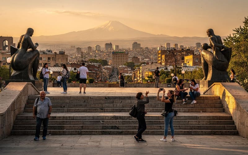 An evening walking the Cascade in Yerevan